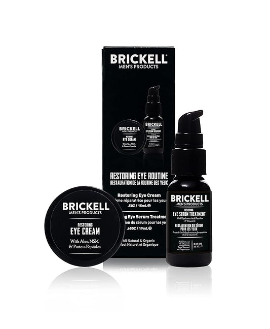Brickell Men's Restoring Eye Routine for Men, Eye Serum and Eye Cream for Men, Natural and Organic, Unscented, Men's Skin Care Gift Set-Velvo Beauty