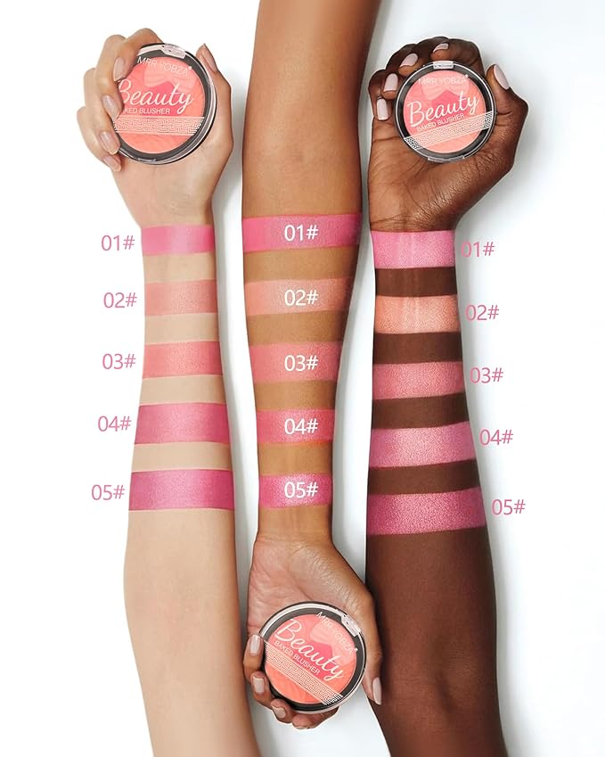 Flower Blush for Cheeks, Matte Shimmer Face Blush Powder, Eyeshadow Contour Multiuse Facial Make up Palette,Long Lasting Waterproof Embossed Blusher,Mother's Day Makeup Gift for Women-03#Rose Red-Velvo Beauty