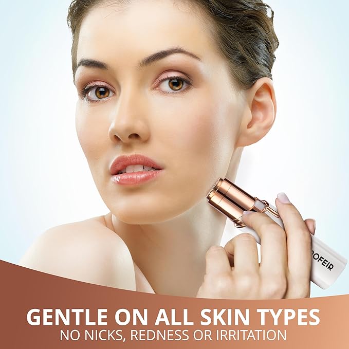 Facial Hair Removal for Women: Electric Hair Removal Device - Rechargeable Painless Face Razor for Chin Upper Lip Peach Fuzz with Light (White)-Velvo Beauty