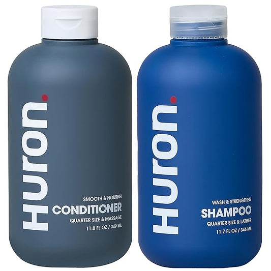 Huron Hair Duo | Nourishing Shampoo & Conditioner Set for Men | Cleanse, Strengthen & Hydrate | Sulfate-Free, Paraben-Free, Vegan | Designed for Daily Use on All Hair Types (2 Pack)-Velvo Beauty