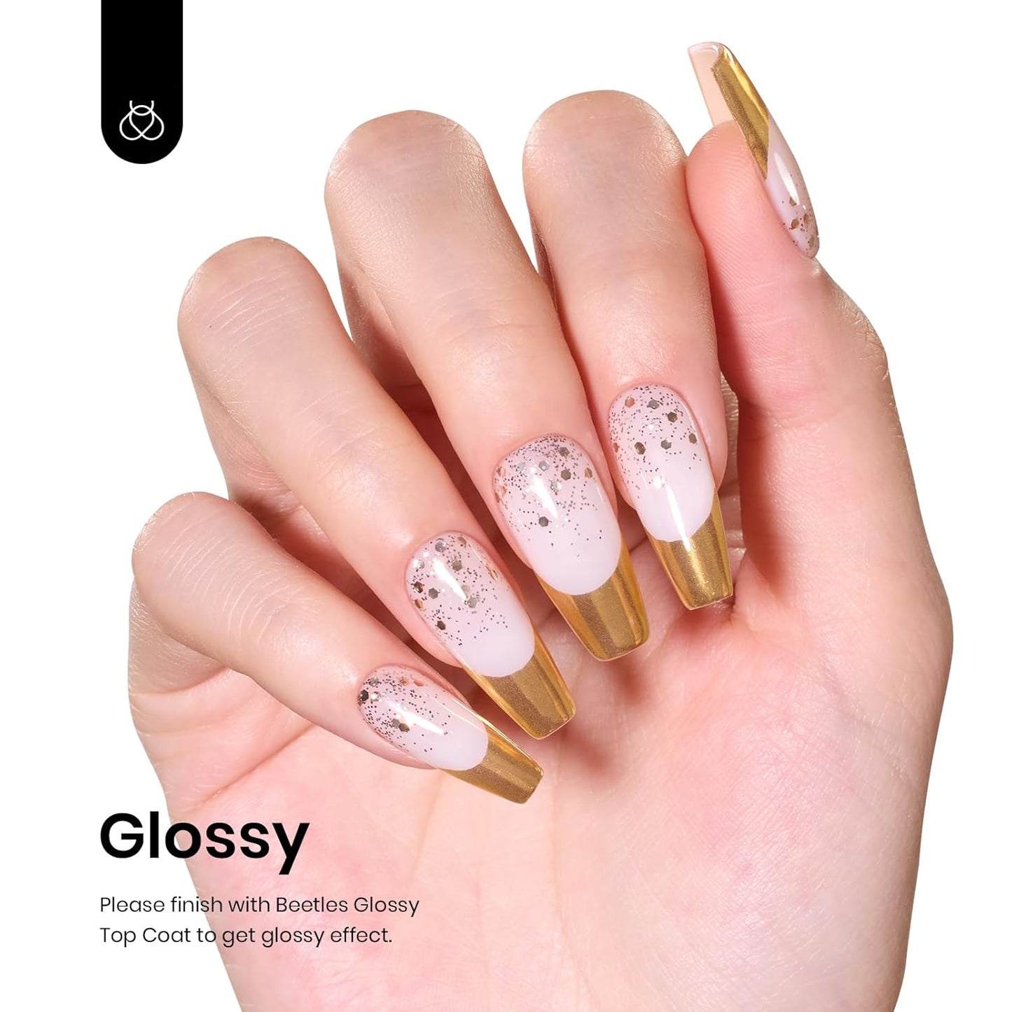 Beetles Gold Glitter Gel Nail Polish, 9ml Diamond Shiny Gel Polish Shimmer Reflective Sparkle Gold Color for Nail Art Soak Off UV LED Nail Lamp Dancing Glitter Gifts for Women-Velvo Beauty