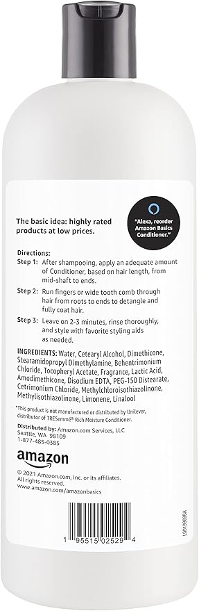 Amazon Basics Moisture Rich Conditioner, 28 Fl Oz (Pack of 4)-Velvo Beauty
