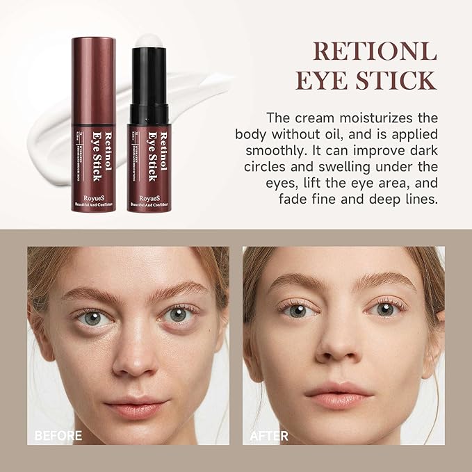Retinol Eye Stick Retinol Eye Cream for Dark Circles and Puffiness Under Eye Cream Anti Aging Hydrates Moisturises Reduces Fine Lines Rejuvenates Skin-Velvo Beauty