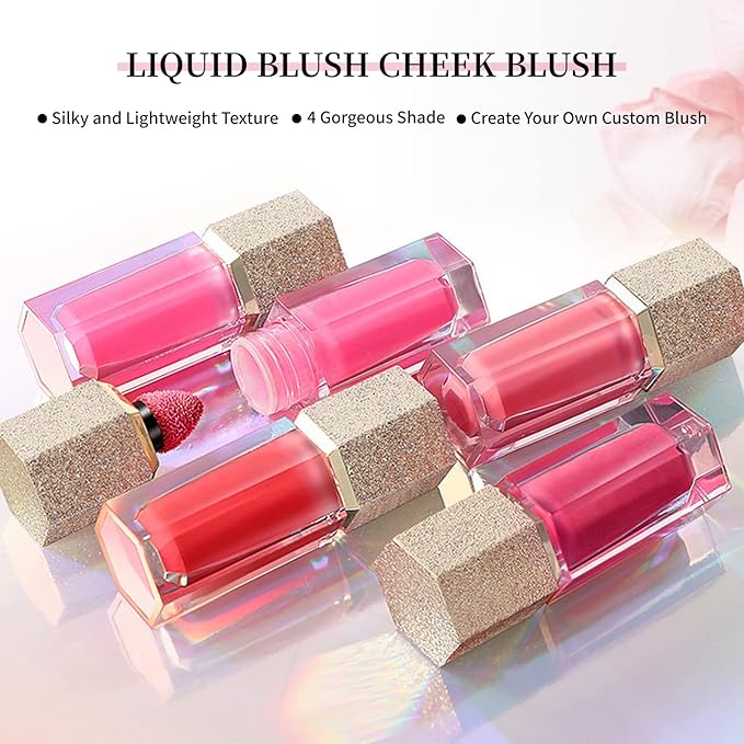Soft Cream Blush, Liquid Blush for Natural Dewy Blush Makeup, Lightweight Blush for Cheeks, Long-Wearing Smudge Proof Liquid Blush Makeup, Cream Liquid Cream Blush Makeup - Foggy Pink-Velvo Beauty