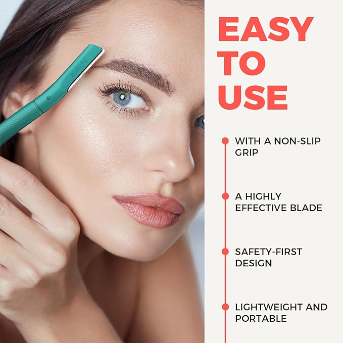 ZOMCHI Eyebrow Razor, Face Razors for Women&Men, Eyebrow Trimmer Shaper with Precision Cover, Facial Shaver with 6 Blades (Green)-Velvo Beauty