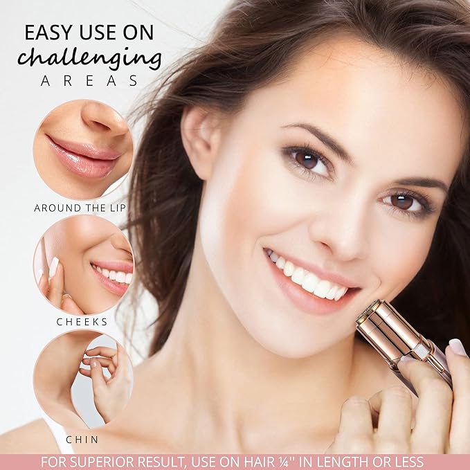 Facial Hair Removal for Women: Electric Hair Removal Device - Rechargeable Painless face Razor for Chin Upper Lip Peach Fuzz with Light (Pink)-Velvo Beauty