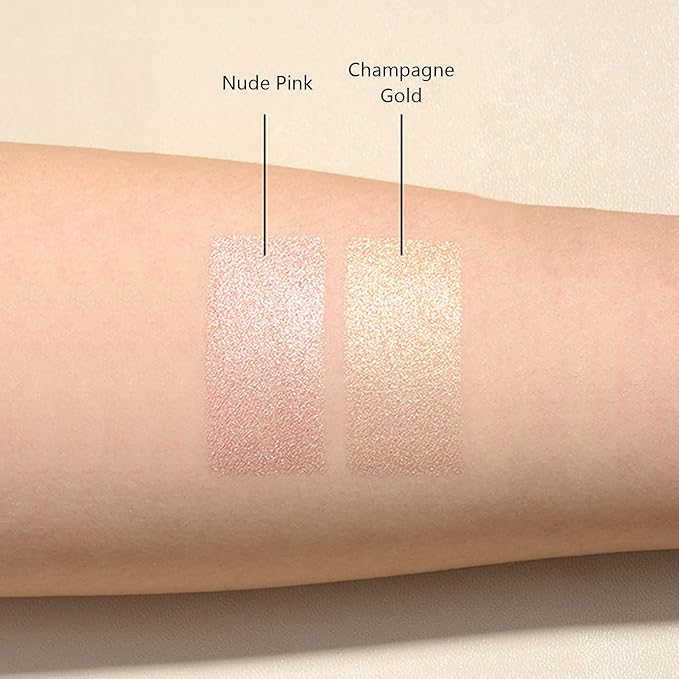 Face Highlighter Makeup Palette Kit, Shimmer Glitter Highlight Contouring Palette Natural Nude Shiny Contour Highlight Makeup Illuminator Highlighter Concealer Palette with brush (Nude Pink)-Velvo Beauty