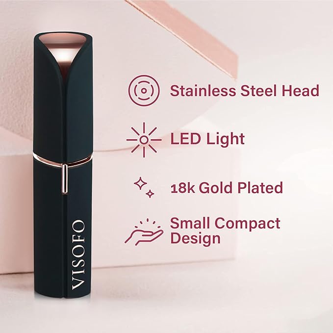 Facial Hair Removal for Women | Electric Razor Device Small Mustache Dermaplaning Remover Tools Tweezers Epilator Trimmer Face Dermaplane Shavers Beauty Gadgets Set Accessories by VISOFO (Onyx)-Velvo Beauty