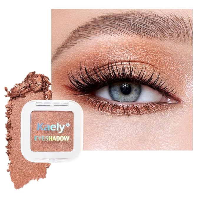 Light Brown Glitter Eyeshadow – Champagne Copper Shimmer Eye Shadow, Daily Waterproof Long-Lasting Eyeshadow Powder Palette for Women Neutral Eye Makeup sombras para ojos (01)-Velvo Beauty