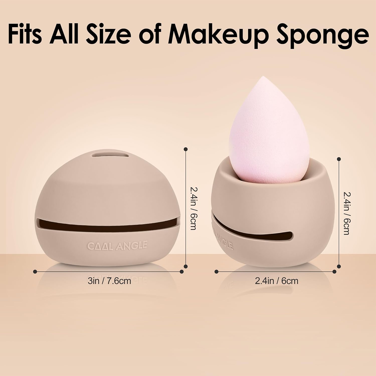 Makeup Sponge Holder Silicone Beauty Sponge Holder Makeup Blender Case for Travel 2 in 1 Stand Storage For Quick Drying Khaki-Velvo Beauty