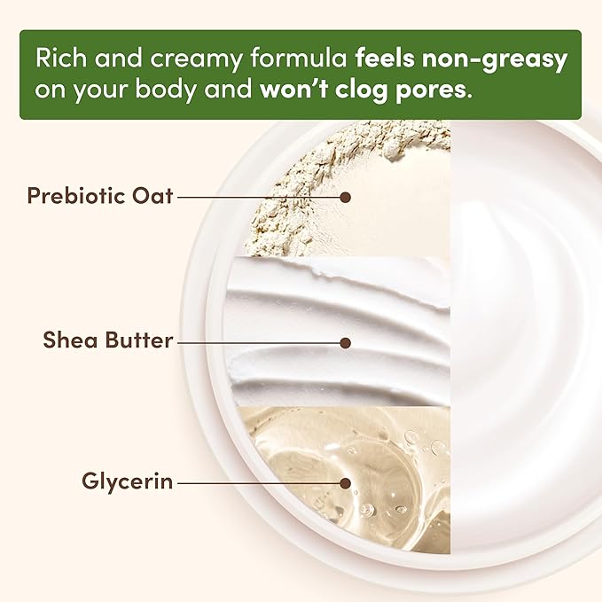 Aveeno Daily Moisturizing Cream with Prebiotic Oat & Shea Butter for Body, Face & Hands Moisturizer Cream, Hydrates Normal to Dry, Sensitive Skin, Fragrance Free, Non-Comedogenic, 20 oz-Velvo Beauty