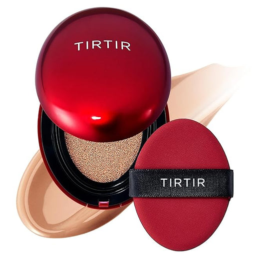 TIRTIR Mask Fit Red Cushion Foundation | Full coverage, Weightless, Skin fit, Satin Glow Finish, Korean Makeup BB Foundation, beauty, Tattoo cover up, Buildable (#33C Hazel, 0.63 Fl Oz)-Velvo Beauty