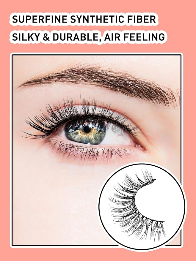 Wispy Cat Eye Lashes False Eyelashes Natural 10mm Short Lashes Pack Soft Strip Eyelash 3D Volume C Curl Natural Eyelashes 7 Pair Siligli Eyelashes-Velvo Beauty