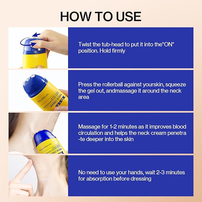 Z:SEA Neck Firming Cream with Roller - Anti-Aging Treatment, Hydrating & Tightening with Collagen, Vitamin C, Hyaluronic Acid, Reduces Wrinkles, Lifts & Firms Skin for Youthful Look, 5.29 fl oz-Velvo Beauty