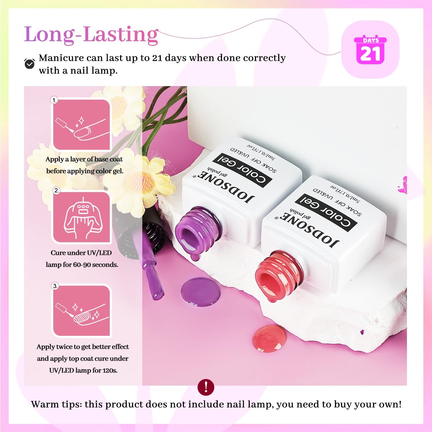 JODSONE 12 Bottles of Gel Nail Polish Set Glossy Top Coat Base Coat Gel Polish Ideal for Holiday Gift Giving-Velvo Beauty