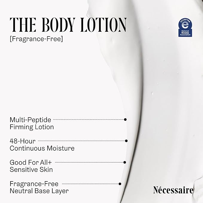 Nécessaire The Body Lotion with Pump. Fragrance-Free. Multi-Peptide Firming Lotion to Moisturize, Firm, Strengthen. 2.5% Niacinamide, Vitamin C/E + Omega 6/9. 450ml / 15.2 fl oz-Velvo Beauty