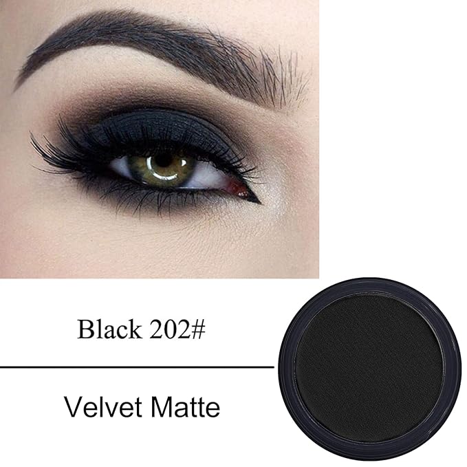 Erinde Black Matte Eyeshadow Palette, Single Black Smokey Pressed Powder Eye Shadow, Ultra-Blendable, Pigmented Color, Long Lasting, Halloween Goth Eye Makeup Palette, Cruelty-Free & Vegan-Velvo Beauty