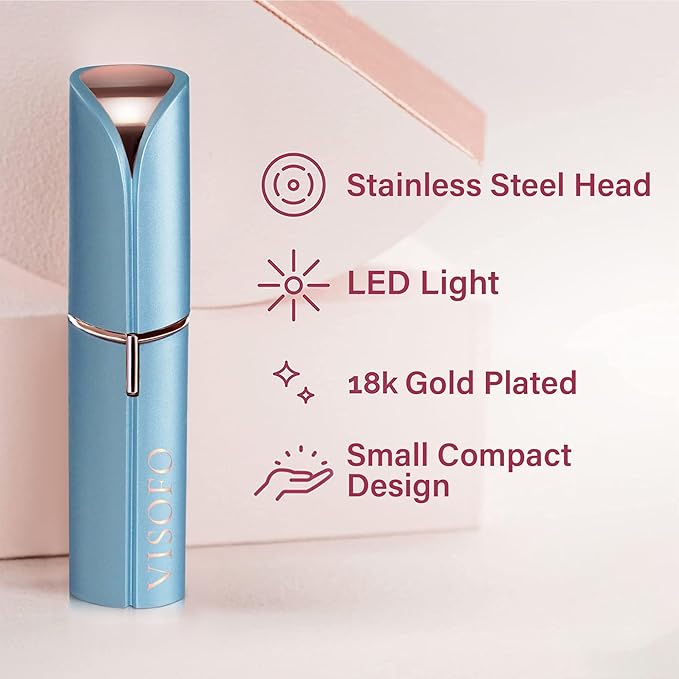 Facial Hair Removal for Women | Electric Razor Device Small Mustache Dermaplaning Remover Tools Tweezers Epilator Trimmer Face Dermaplane Shavers Beauty Gadgets Set Accessories by VISOFO (Topaz)-Velvo Beauty