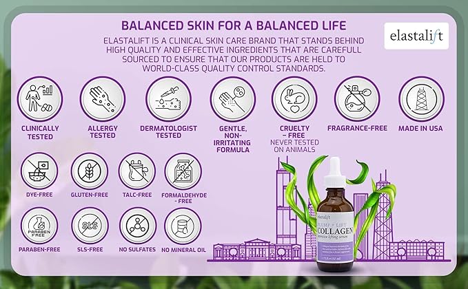 Elastalift Collagen Serum For Face + Collagen Body Cream & Face Moisturizer 2pc Skin Care Bundle| Collagen Face Serum + Body Lotion For Skin Tightening To Lift, Plump, & Firm Sagging Skin, 2PC Set-Velvo Beauty