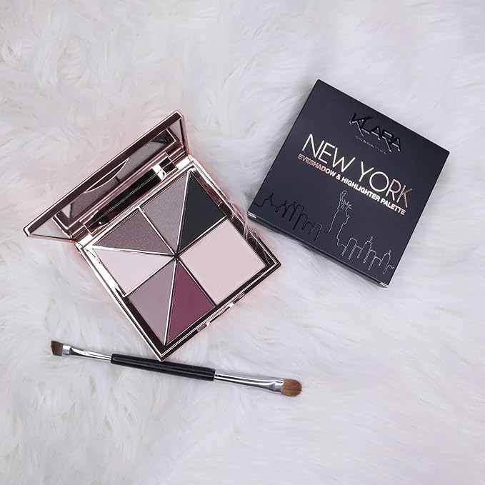 New York Eyeshadow Highlight Palette Rosegold Shimmer Glitter Sparkle Luxury Versatile Crease-free easy-blend Long Lasting Full 100% Color Pigment, New York, 1 count-Velvo Beauty