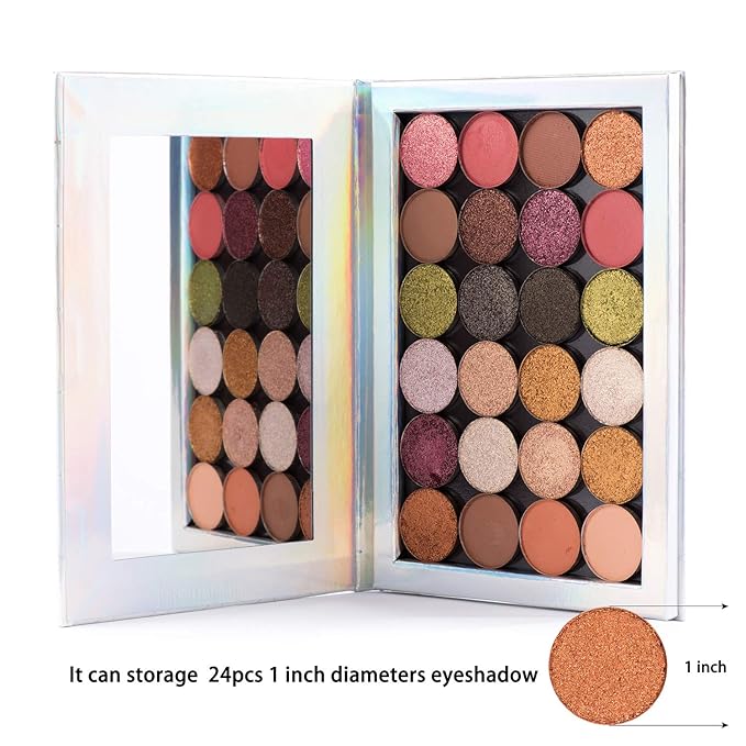 Magnetic Palette Mermaid Empty Makeup Palette with Mirror and 30Pcs Adhesive Empty Palette Metal Stickers for Eyeshadow Lipstick Blush Powder (Silver)-Velvo Beauty