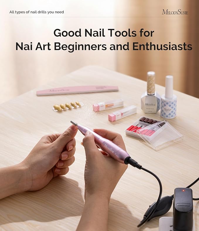 MelodySusie Portable Electric Nail Drill,PC120B Compact Efile Electrical Professional Nail File Kit for Acrylic, Gel Nails, Manicure Pedicure Polishing Shape Tools Design for Home Salon Use, Purple-Velvo Beauty