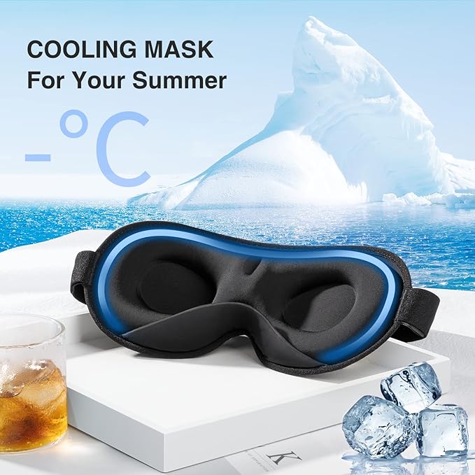 YFONG Weighted Sleep Mask, Women Men 3D Eye Mask Blocking Lights Sleeping Mask (4.2oz/120g), Pressure Relief Night Sleep Eye Mask with Adjustable Strap, Eye Cover Blindfold for Travel Nap Yoga, Blue-Velvo Beauty