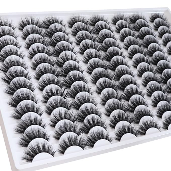 False Eyelashes 48 Pairs Faux Mink Lashes 14mm Wispy Lashes 3D Fluffy Cat Eye Lashes Pack Bulk Wholesale Strip Lashes(style 48-032)-Velvo Beauty