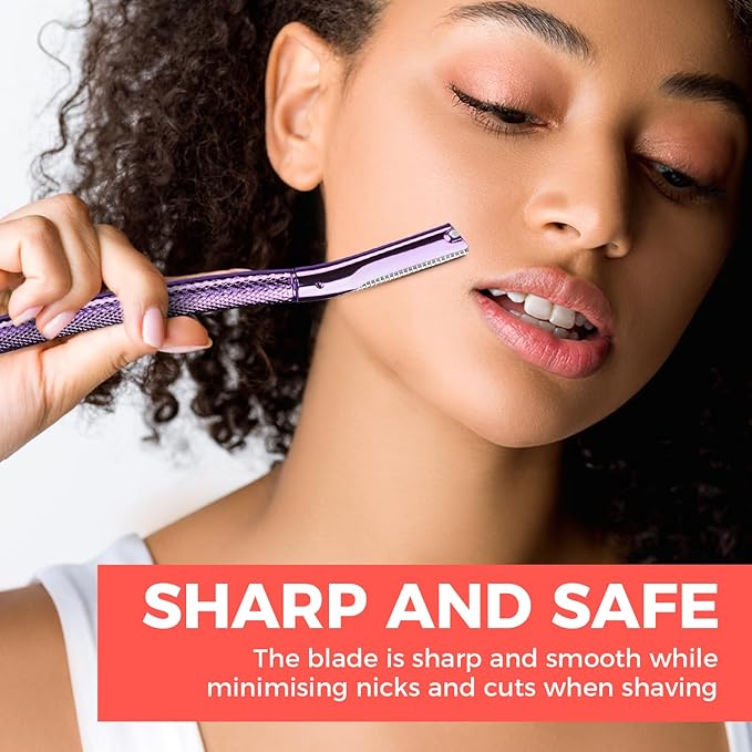 ZOMCHI Eyebrow Razor, Face Razors for Women&Men, Eyebrow Trimmer Shaper with Precision Cover, Facial Shaver with 6 Blades (Purple)-Velvo Beauty