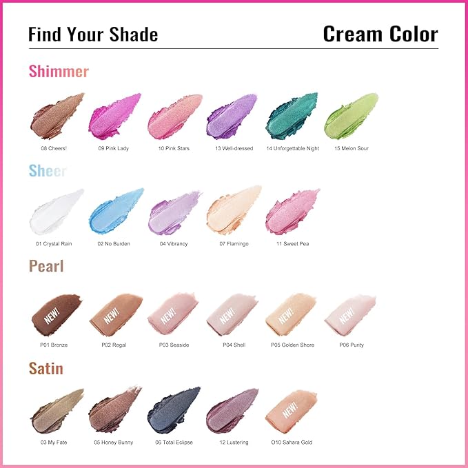 Oulac Light Pearl Cream Eyeshadow also for Highlighter Shimmer Eye Shadow Waterproof&Long Lasting with Moisturizing Formula Blendable Shimmer Eye Make-up,Vegan & Cruelty-Free,6g P04-Velvo Beauty