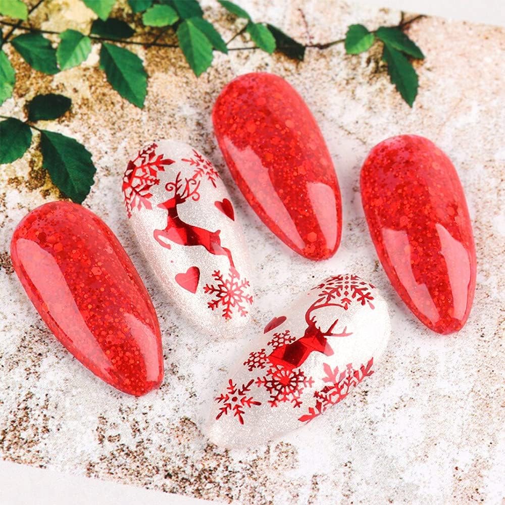 9 Sheets Christmas Nail Art Stickers Decals Self-Adhesive Pegatinas Uñas Navidad Holiday Red Xmas Snowflake Winter Nail Supplies Nail Art Design Decoration Accessories-Velvo Beauty