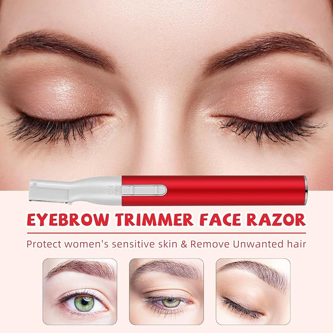 Chumia 2 Pcs Electric Eyebrow Trimmer Women Precision Face Razors Mini Shaver with Comb Christmas Women Gift Battery Operated Personal Epilator for Face Neck Fuzz Lips Leg(Red,Green)-Velvo Beauty