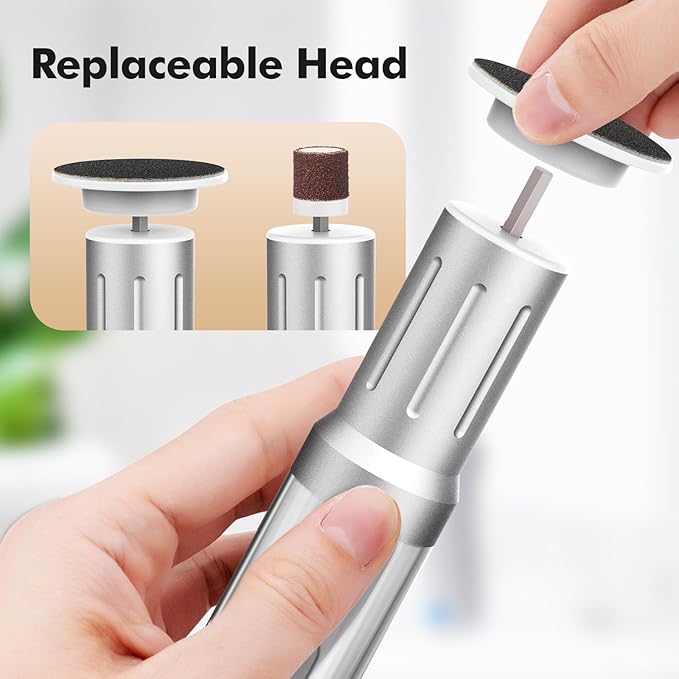 Electric Foot Callus Remover Cordless Electric Foot Filer Kit with 6Speeds Chagring Dock Callus Remover for Women Men Feet and Nail (White)-Velvo Beauty