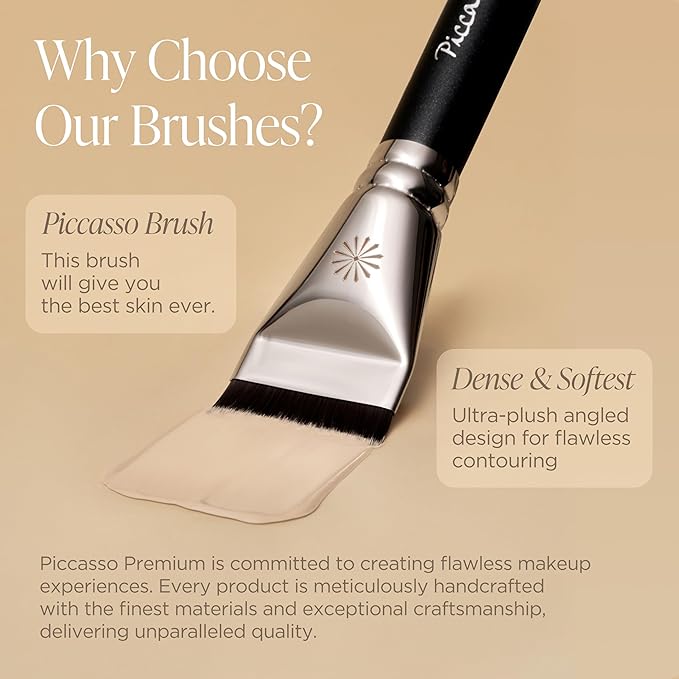 Piccasso FB20 Foundation Brush – Flat Makeup Brush for Liquid & Cream Foundation, Soft Synthetic Bristles for Seamless and High-Coverage Face Makeup, Professional Korean Beauty Tool for Daily Use-Velvo Beauty