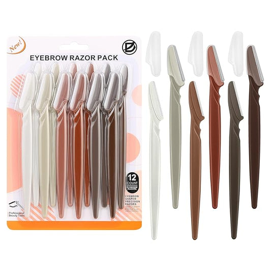 D Dermaplane Razor for Women Face - 12PCS Eyebrow Razor With Precision Cover - Dermaplaning Tool for Face Shaver - Facial Hair Removal - Neutral-Velvo Beauty