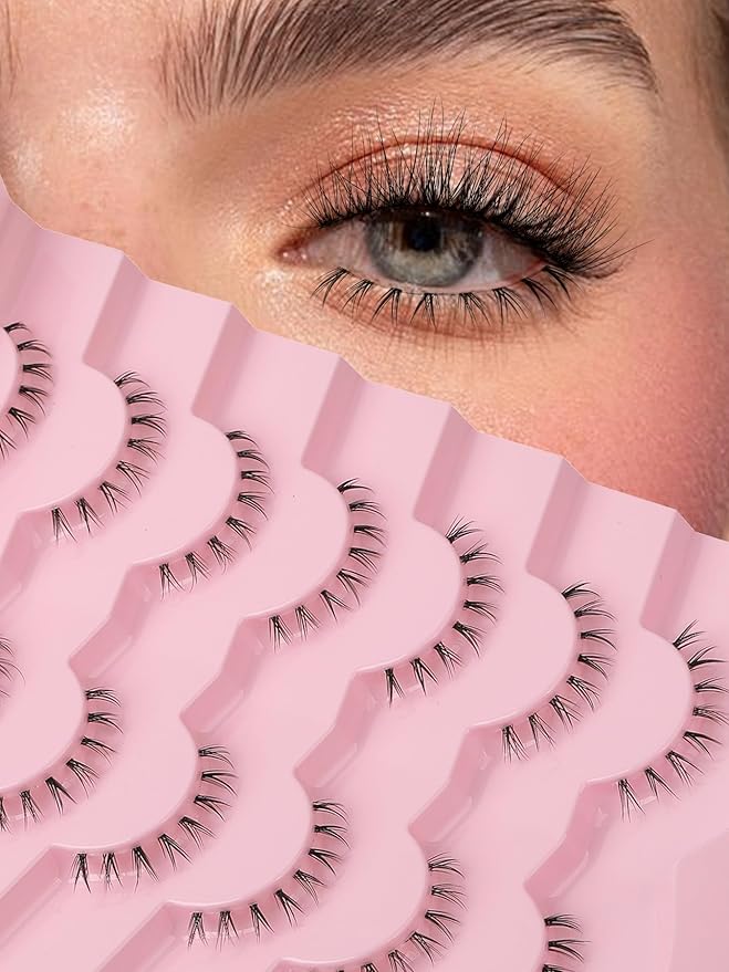 Lashes Natural Bottom Lashes 9mm Lower Strip Lashes Extention False Eyelashes Natural Look Wispy Bottom Eyelashes Fake Lashes Pack 7 Pairs-Velvo Beauty