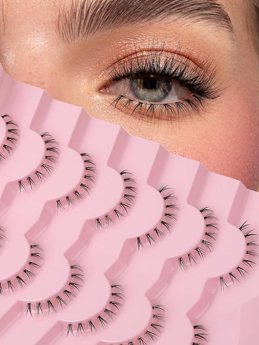 Lashes Natural Bottom Lashes 9mm Lower Strip Lashes Extention False Eyelashes Natural Look Wispy Bottom Eyelashes Fake Lashes Pack 7 Pairs-Velvo Beauty
