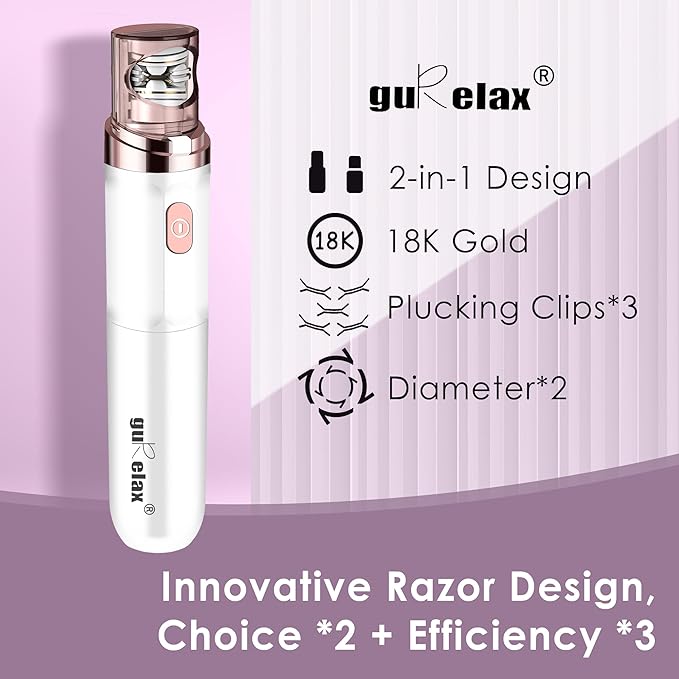 Hair Removal Epilator for Women, Gurelax Facial Epilator Hair Remover, Plucker for Face, Lip, 2-in-1 Epilation System, All Ages and Skin Types,with Brush, Pouch-Velvo Beauty