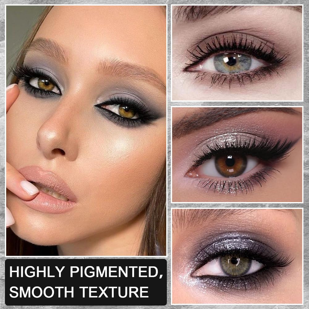42 Colors Smokey Eye Shadow Makeup Palette,Nude White Black Grey Brown Matte Shimmer eutral Natural Eyeshadow,Waterproof, Long Lasting Naturing-Looking-Velvo Beauty
