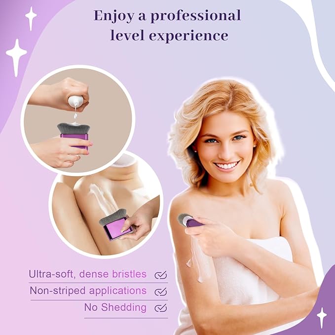 Self Tanner Brush for Body & Face - Kabuki Makeup Brush for Self-Tanner,Tanning Mousse,Foundation & Bronzer | Streak-Free Application,Super Soft Bristles,Professional Tanning & Body Makeup Tool-Velvo Beauty