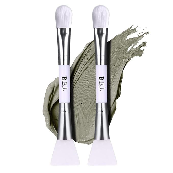 Bare Essentials Living Clay Face Mask Brush (2 Pack, White) Dual Soft Silicone Face Mask Applicator Brush Tool, Great Facial Essentials, Moisturizer Applicator & Skincare Brush for Facials-Velvo Beauty