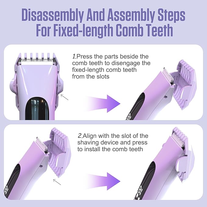 2 in 1 Bikini Trimmer for Women Dual Head Electric Shaver with LED Display,IPX7 Waterproof Wet & Dry, Painless Shaver for Underarm Leg Arm Body Face Private Area Purple-Velvo Beauty