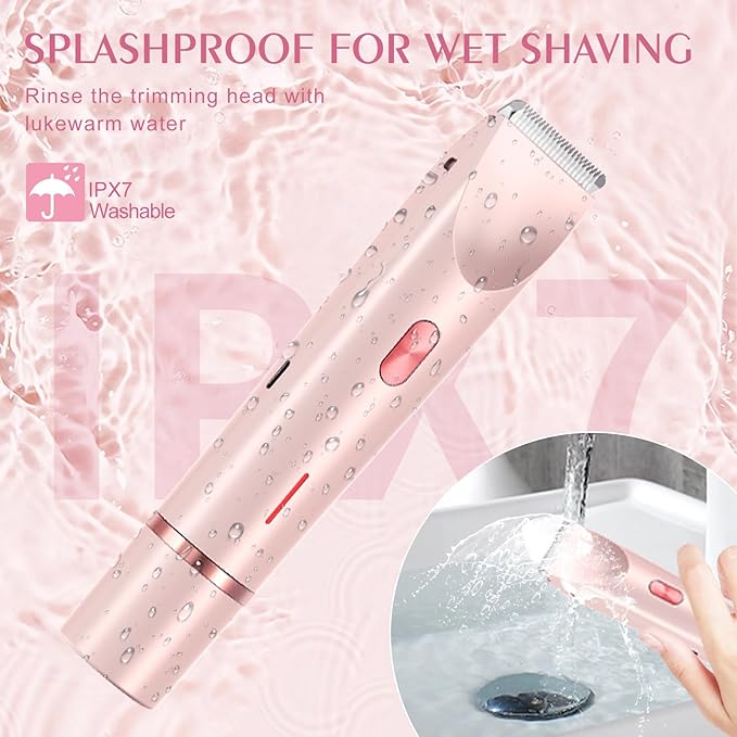 Bikini Trimmer for Women,Dermave Bikini Shaver,2-in-1 Electric Razors for Women(Pale Pink)-Velvo Beauty