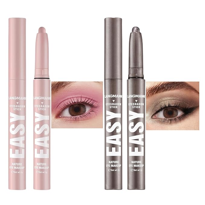 Jolilab Eyeshadow Stick Set, 2 Colors Matte Professional Bright-Colored Contouring and Highlight Eyeshadow Stick, Cream Waterproof Long Lasting High Pigmented Eye Shadow. (2, 01+21 2pcs)-Velvo Beauty