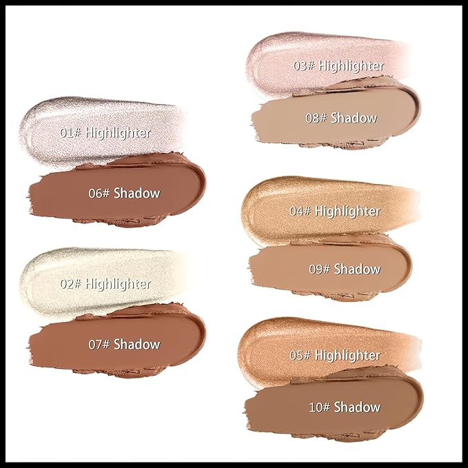 MIELIKKI 2Pcs Cream Contour Stick Makeup, Highlighter Stick and Bronzer Stick for Face Sculpting, Easy to Apply & Blend, Long Lasting, Waterproof, Matte Finish,0308-Velvo Beauty