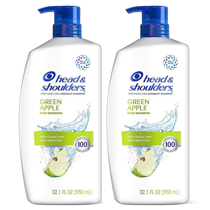 Head & Shoulders Dandruff Shampoo, Clinically Proven Anti Dandruff & Scalp Care Treatment, Fresh Green Apple Scent, Paraben-Free, 32.1 Fl Oz Each, 2 Pack-Velvo Beauty