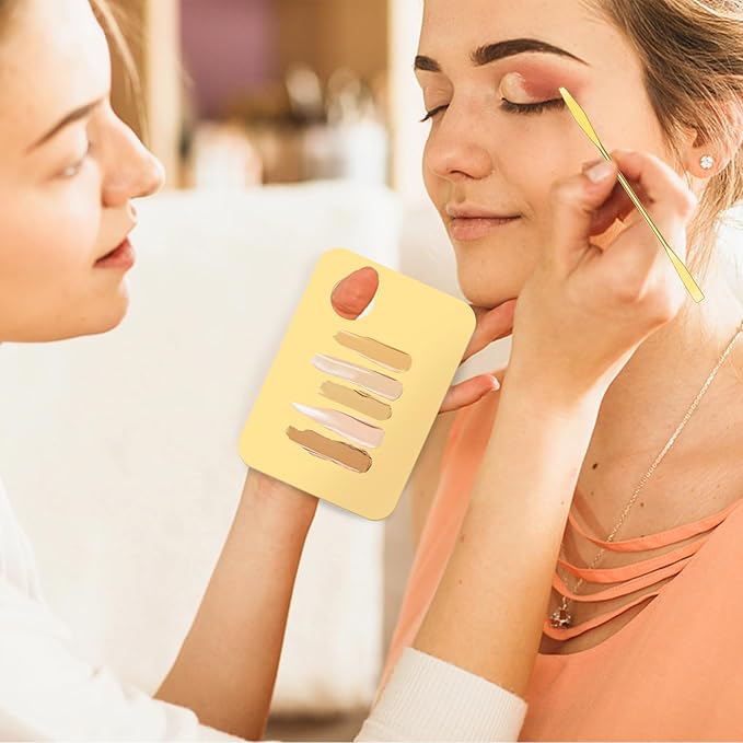6 in 2 Sets Makeup Mixing Palette, Gold Acrylic Cosmetic Palette with Korean Makeup Spatula Tool for Mixing Foundation Eye Shadow Lipsticks Nail Art-Velvo Beauty