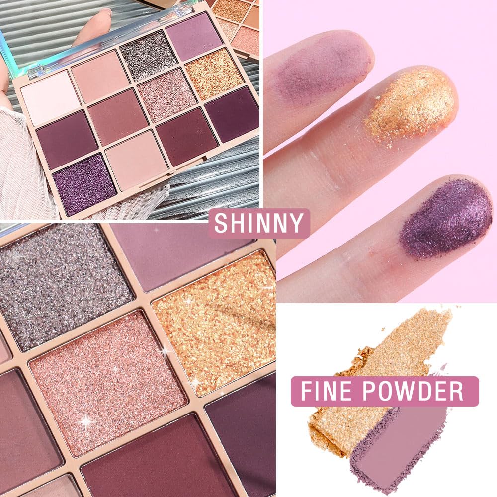 Neutral Smokey Eye Shadow Palette,Nude Mauve Rose Gold Cream Eyeshadow Palette,Make Up Pallets for Women Natural Eyeshadow for Eyes Long Lasting Naturing-Looking-Velvo Beauty
