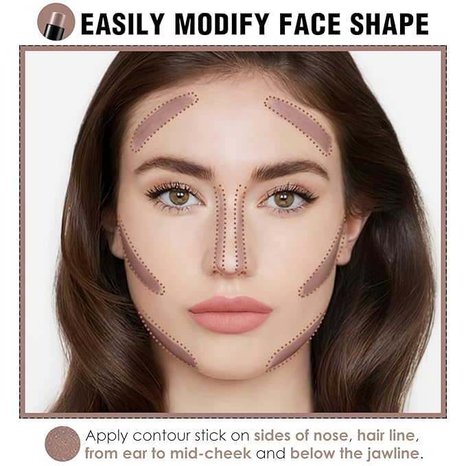 FOCALLURE Cream Contour Stick, Matte Bronzer Stick, Professional Face Shaping & Contouring Stick Makeup, Easy to Apply with Buildable Coverage, Long Lasting & Sweatproof, HAZEL WOOD-Velvo Beauty