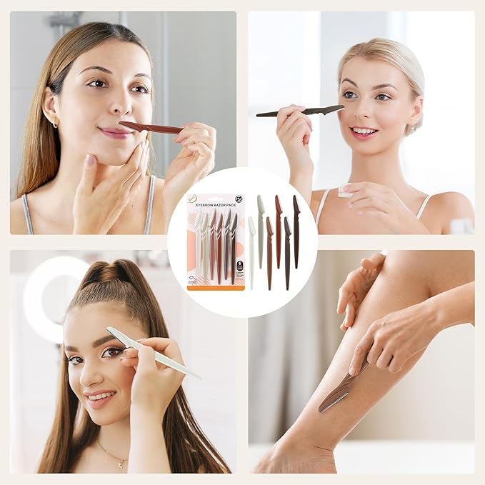D Dermaplane Razor for Women Face - 6PCS Face Razors for Women - Eyebrow Razor with Precision Cover - Face Shaver for Men - Facial Hair Removal for Men - Neutral-Velvo Beauty